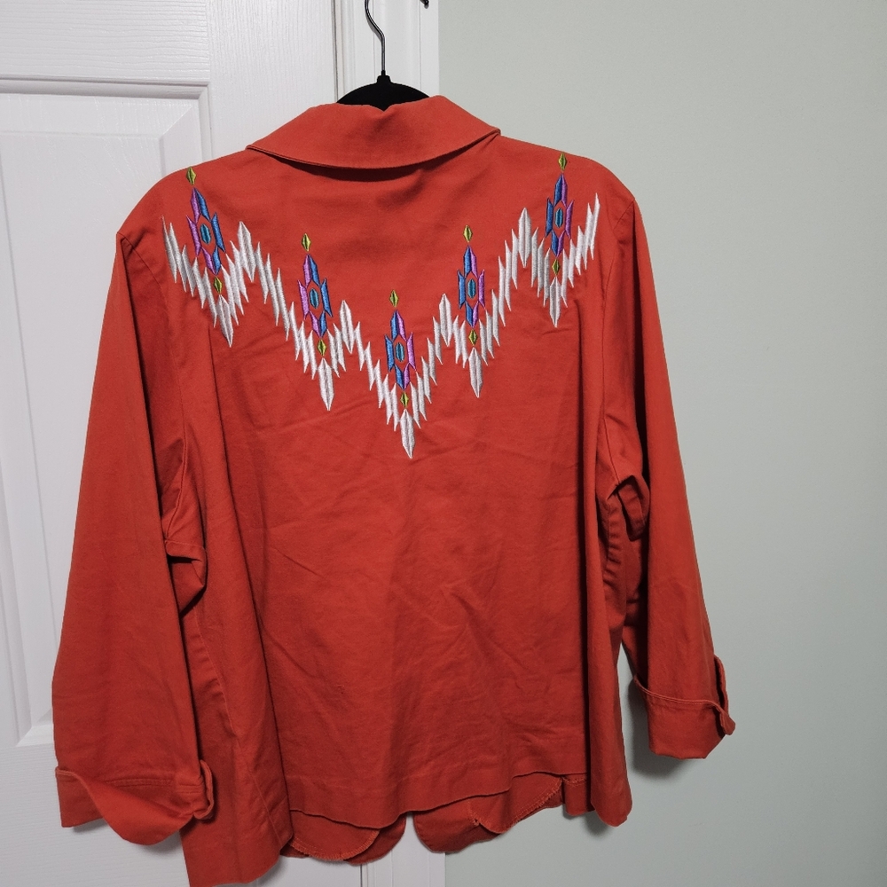 Bob Mackie Wearable Art Southwestern Embroidered Jacket Women's Size 2X - Picture 2 of 6